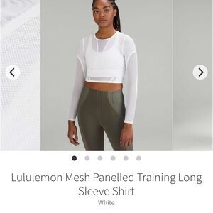 lululemon athletica White Mesh Panelled Long Sleeve Crop Top